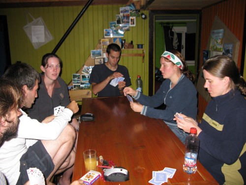 Playing cards until late at Casa Margouya