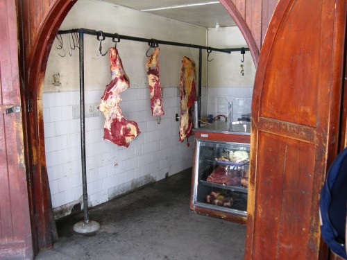 Open air butcher shop, Castro, Isla de Chiloe, Chile