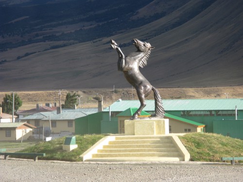 Horse statue at Cerro Castillo - on the way to Torres del Paine, Chile