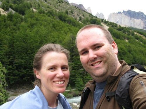 Leanne and Simon with the towers in the background - Torres del Paine, Chil