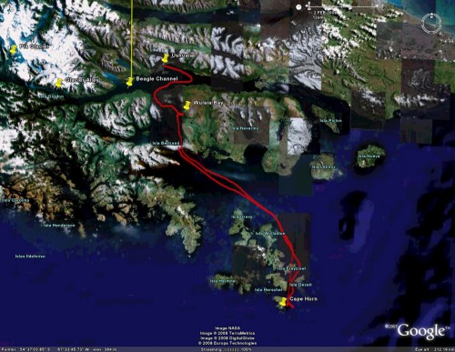 Cruceros Australis day 4 - satellite view