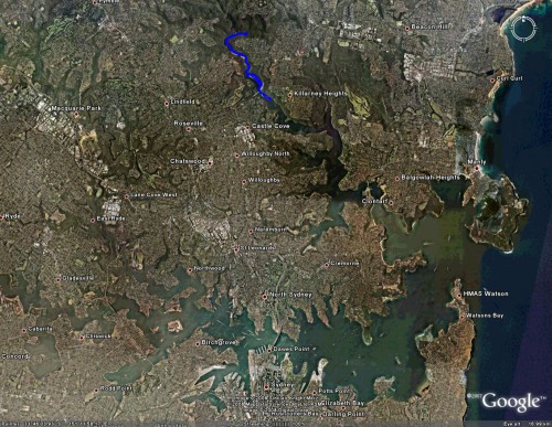 Satellite context of walk - Davidson Park, Sydney 20080903