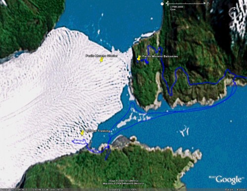 Mini Ice Trekking - Perito Moreno Glacier - satellite view