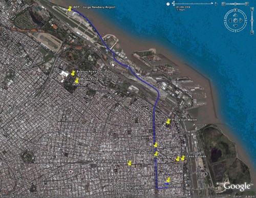 Telmotango to Jorge Newbery Airport (AEP) - Satellite View