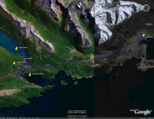 Tierra del Fuego National Park - satellite view