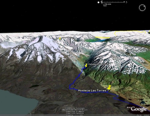 Torres del Paine - simulated terrain view