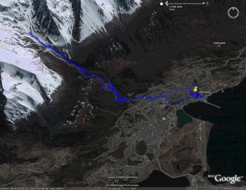 Glacier Martial, Ushuaia - satellite view