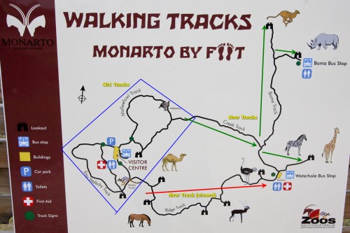 Map of Monarto Zoo - I've indicating old and new tracks