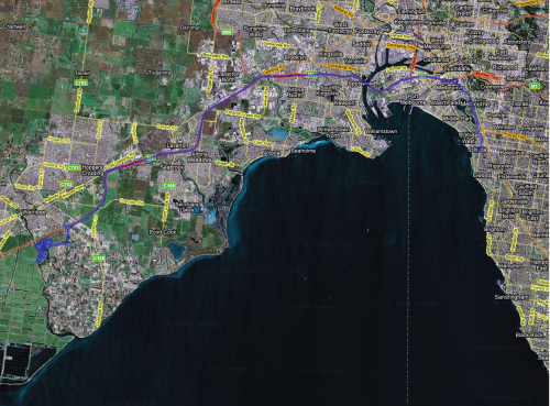 GPS Track from St. Kilda to Werribee Open Range Zoo