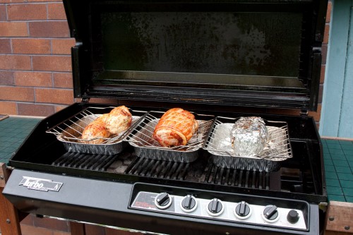 Roasting the meats (chicken, pork, turkey)