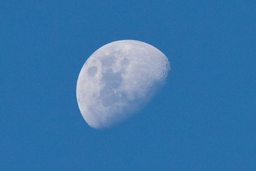 Moon - taken handheld with Canon 70-200mm f/2.8L IS lens (image cropped)